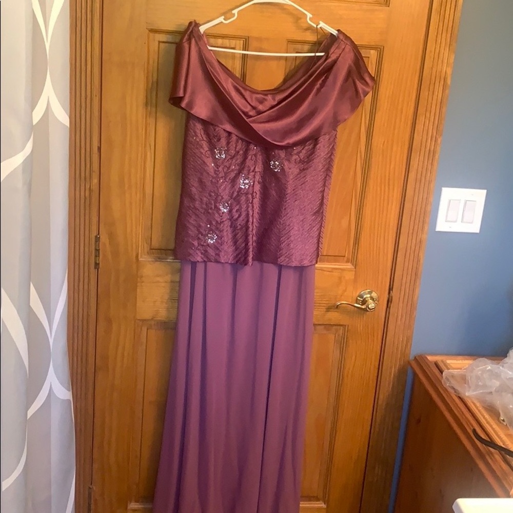 Floor length D’Albert gown Plum in color